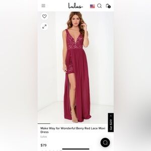 Lulu’s Deep V Maxi Dress - Berry Red